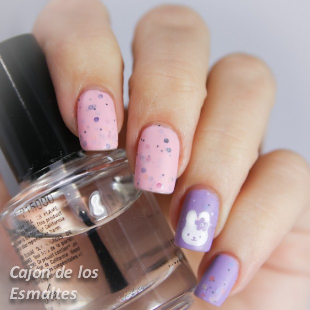 easter bunny nail art conejo pascuas