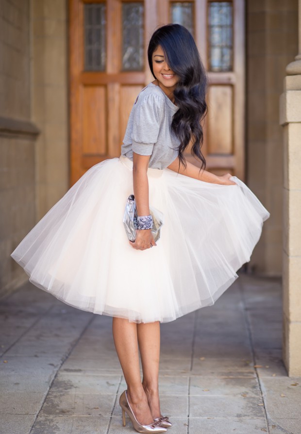 white top and skirt outfit