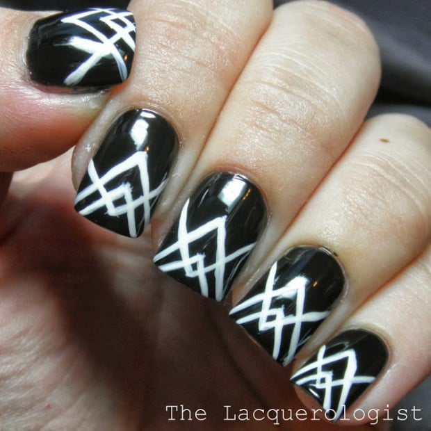 easy black and white nail art