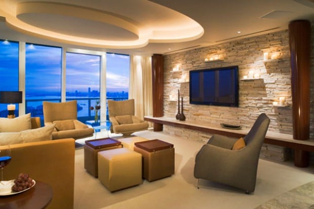 16 Divine Living Room Design Ideas With, Stone Living Room