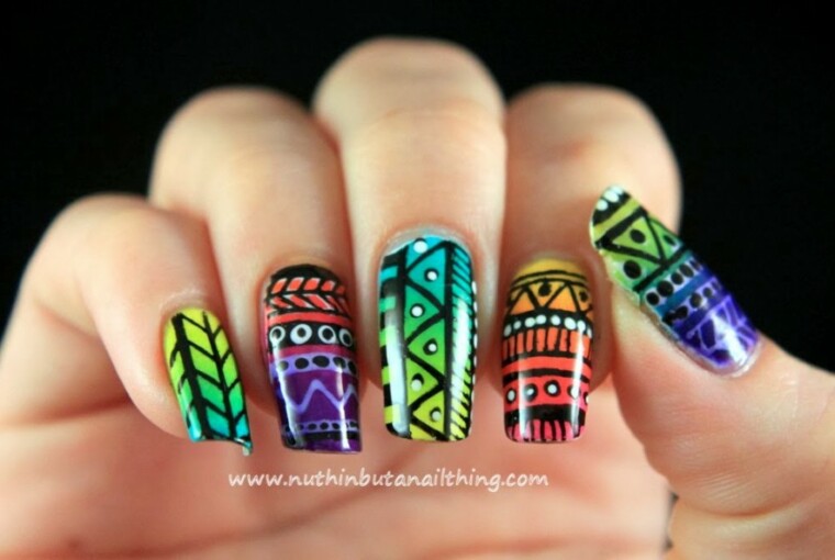 Tribal for Summer- 20 Interesting Nail Art Ideas You Will Love - tribal prints, tribal nail art, tribal, summer nail art, Nail Art