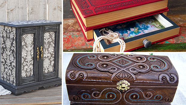 16 Unique Handmade Jewelry Box Designs For Elegant Jewelry Storage And Display - wooden, wood, watch, vintage, unique, store, Storage, stone, secret, pyramid, puzzle, personalized, jewelry, jewel, Homemade, handmade, handcrafted, glass, etsy, diy, display, decorations, decoration, decor, creative, craft, compartment, carved, box, Accessories