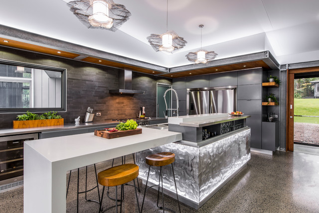 18 Outstanding Contemporary Kitchen Designs That Will Bring Out The Chef In You - tap, style, stool, sink, residence, oven, modern, minimalist, luxury, loft, kitchen, interior, house, home, fridge, flat, design, counter, contemporary, bar, architecture, appliances, apartment