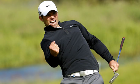 Paul Casey after an eagle on the 18th at Irish Open