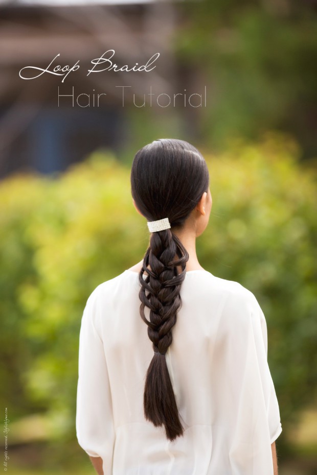 long-hair-Loop-braid-hair-tutorial