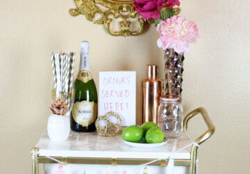 19 Chic DIY Bar Cart Design and Makeover Ideas - Stylish, Projects, project, makeover, DIY bar cart, diy, desing, crafts, craft, chic, cart, bar cart makeover, bar cart design, bar cart, bar