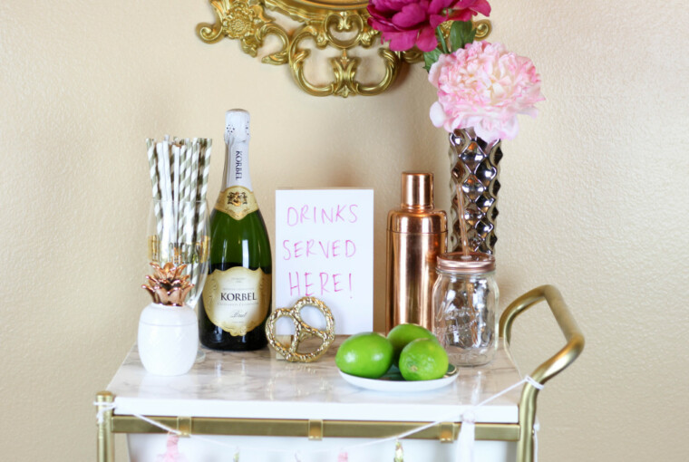 19 Chic DIY Bar Cart Design and Makeover Ideas - Stylish, Projects, project, makeover, DIY bar cart, diy, desing, crafts, craft, chic, cart, bar cart makeover, bar cart design, bar cart, bar