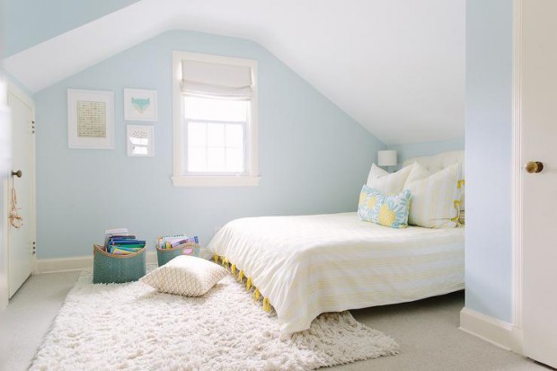yellow-and-blue-girl-bedroom-ribbon-duvet-white-sheepskin-rug