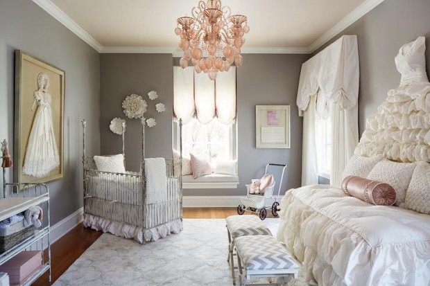 pale-pink-nursery-ceiling-built-in-window-seat-bello-vetro-glass-chandelier