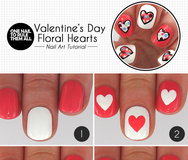 15 DIY Tutorials and Ideas for Cute Valentine’s Day Nails - valentine's day nail tutorial, Valentine's day nail art, romantic nails, nail art tutorials, nail art ideas, diy Valentine's day, cute nail art