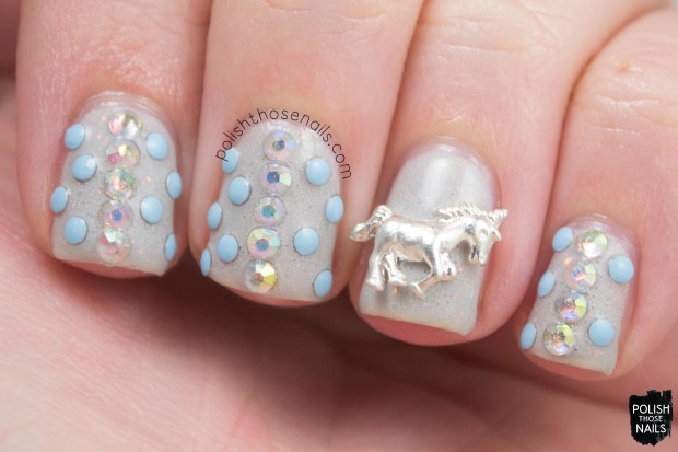 grey-shimmer-stud-rhinestone-unicorn-charm-nail-art-1