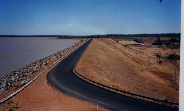 4852447-Drive_across_Fairbairn_Dam_wall_Emerald