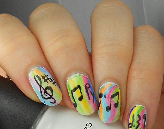Music Inspired Nails: 13 Lovely Nail Art Ideas - nail art ideas, music inspired nail art, music