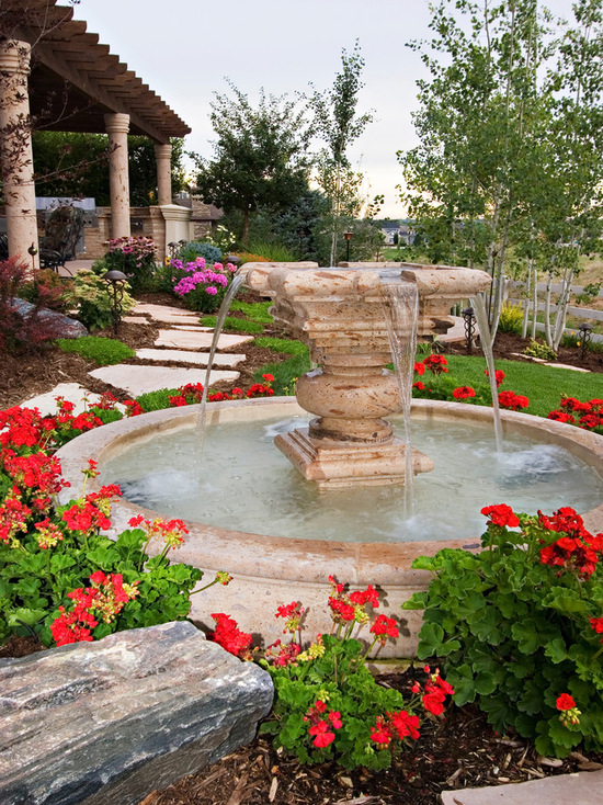 16 Landscaping Backyard Fountain Design, Landscape Fountain Design Ideas