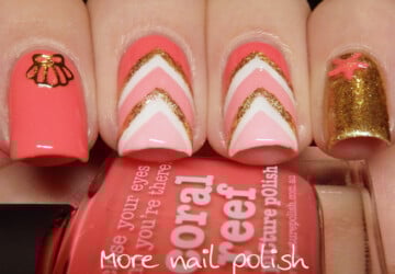 Mix of Coral and White Color Polishes for Perfect Summer Nail Art - white nail art, summer nail art, coral nail art ideas, Coral and White Color Polishes, Coral and White