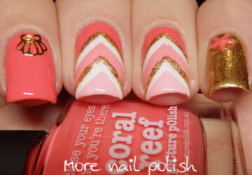 Mix of Coral and White Color Polishes for Perfect Summer Nail Art - white nail art, summer nail art, coral nail art ideas, Coral and White Color Polishes, Coral and White