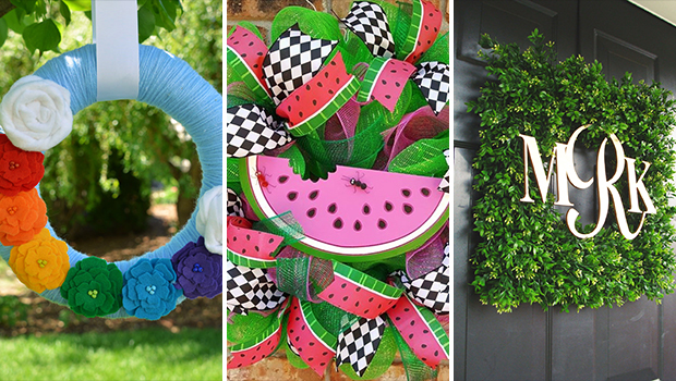 15 Colorful Handmade Summer Wreath Ideas To Refresh Your Front Door - wreath, summer, hang, handmade, front, flowers, felt, etsy, Easy, door, diy, decorations, decoration, decor, deco mesh, deco, crafts, Colorful