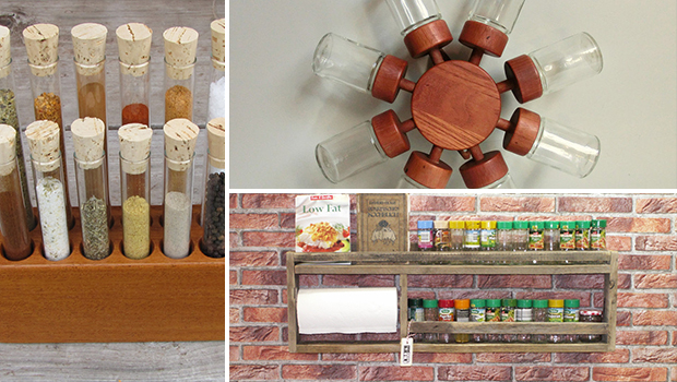 17 Creative Spice Rack Designs That Your Kitchen Lacks - wood, vintage, spices, spice, set, rack, kitchen, jars, jar, holder, handmade, glass, etsy, craft, cooking, cabinet