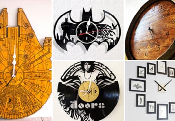 17 Inspirational Handmade Wall Clock Ideas That You Can Express Yourself With - wood, wine barrel, watch, wall, vinyl, time, The Doors, star wars, pink floyd, laser, handmade, etsy, engraved, diy, clock, batman, band