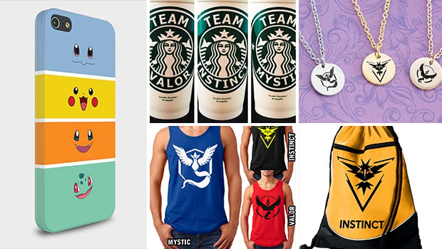 24 Ways To Get Ready For A Pokemon Go Hunt - team Valor, team Mystic, team Instinct, team, t-shirt, smartphone, Pokemon Go, Pokemon, pokeball, Pikachu, phone case, phone, patch, necklace, iPhone, hunt, game, cover, case, bracelet, bag, badge, Android