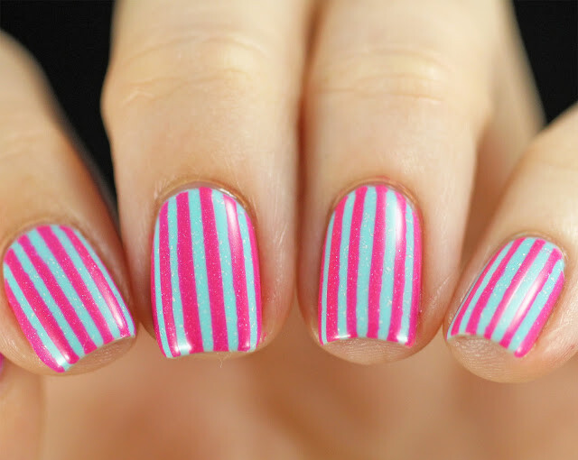 Mix of Pink and Aqua Nail Polish Colors for Cute Summer Nail Art - summer nail art, pink nail art, Pink and Aqua Nail Polish Colors, Pink and Aqua, Aqua Nail Art