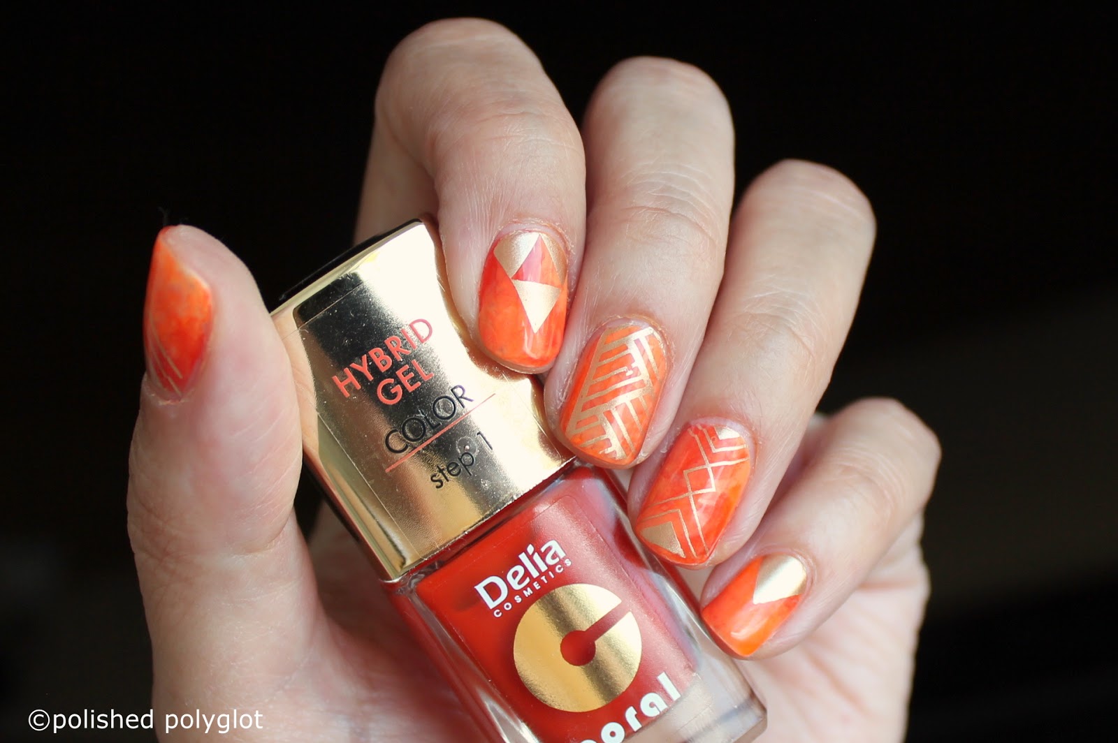 simple orange nail art