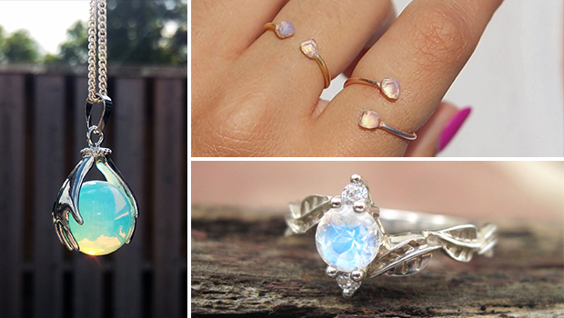 15 Enchanting Handmade Moonstone Jewelry Designs You're Going To Adore - wedding, stone, sterling, Statement, silver, ring, opal, necklace, moonstone, jewelry, handmade, fashion, etsy, engagement, Earrings, diy, crafts, bracelet, Accessories