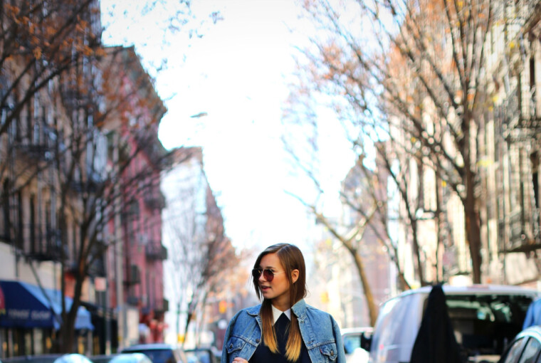 20 Stylish Outfit Ideas with Denim Jacket- The Fall Fashion Essential - layering, how to style denim jacket, fall street style, fall outfit ideas, fall denim jacket outfits, denim jacket outfit idea, denim jacket outfit, denim jacket