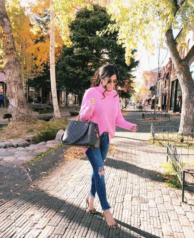 16 Lovely Casual Pink Sweater Outfit Ideas