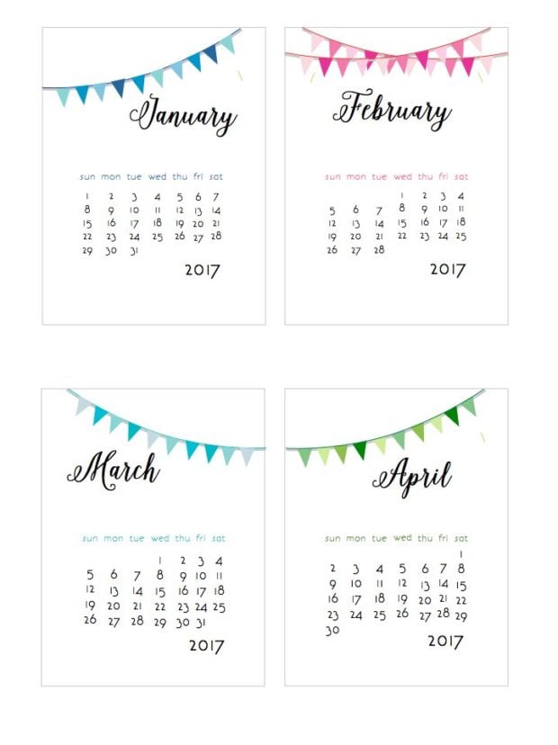 Get Your Life Organized: 15 Great Free Printable Calendars For 2017 - organization hacks, get organized, Free Printable Calendars For 2017, diy organization projects, craft organization, calendar