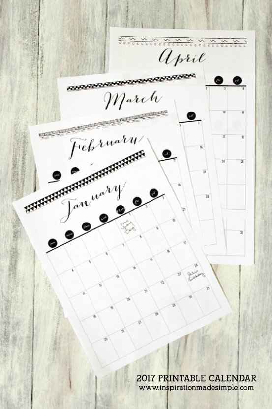 Get Your Life Organized: 15 Great Free Printable Calendars For 2017 - organization hacks, get organized, Free Printable Calendars For 2017, diy organization projects, craft organization, calendar