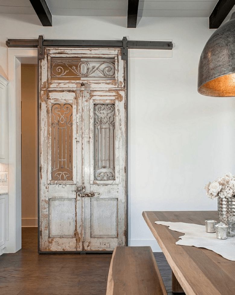 An Antique Door with a Sturdy Metal Construction