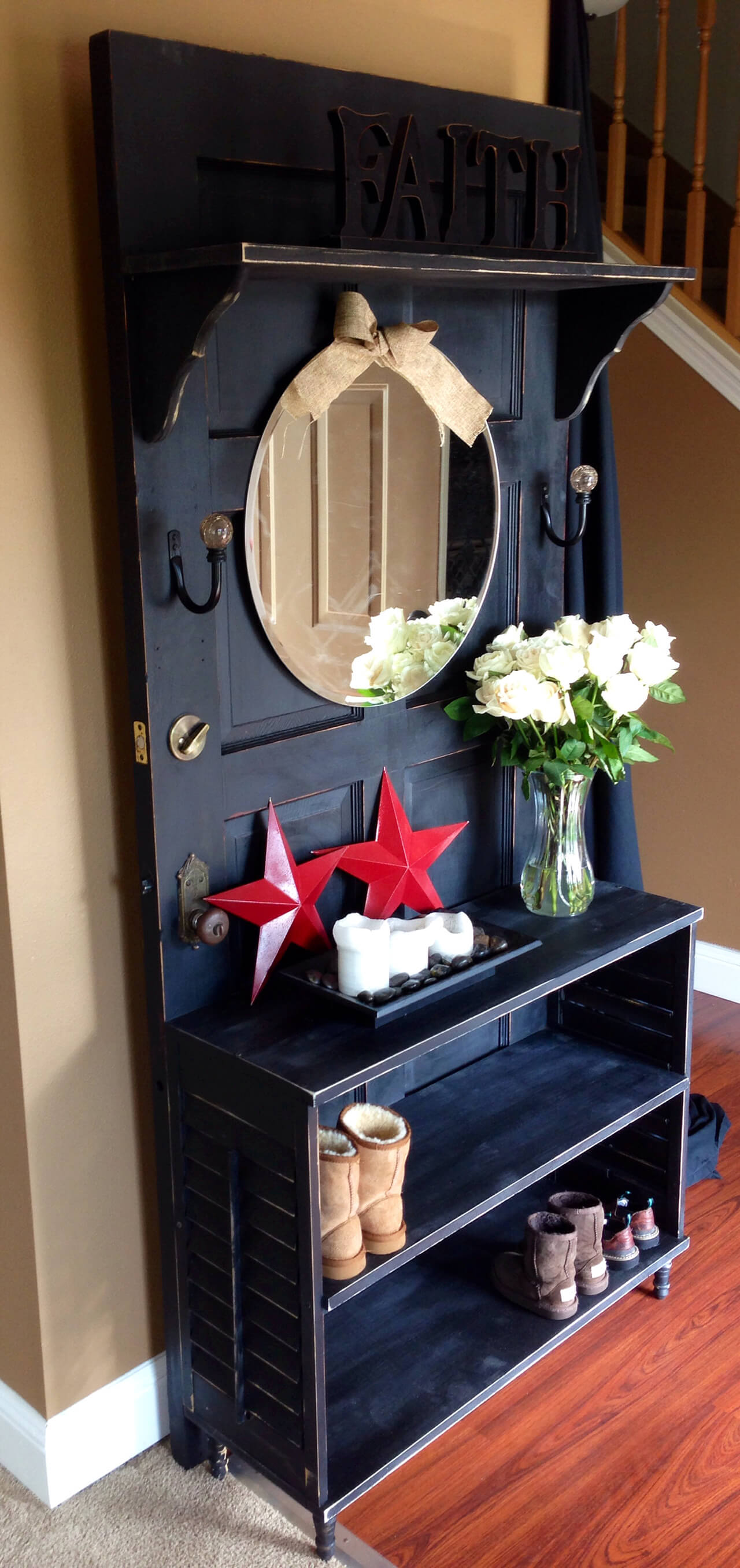 Vintage Door Lighted Display Shelf