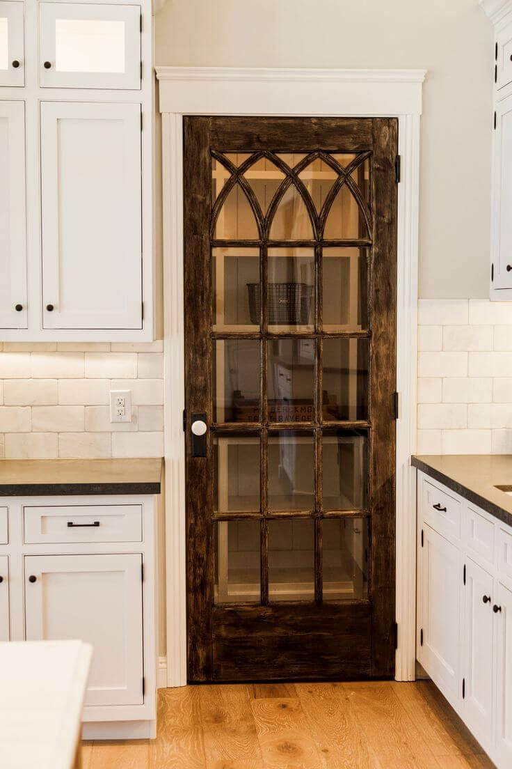 Intertwined Gothic Lattice Glass Pantry Door