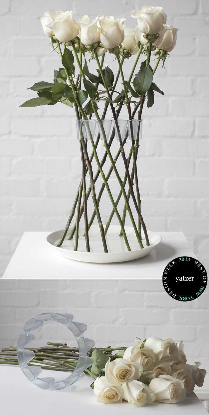 Long Stem Roses Woven into Invisible Vase