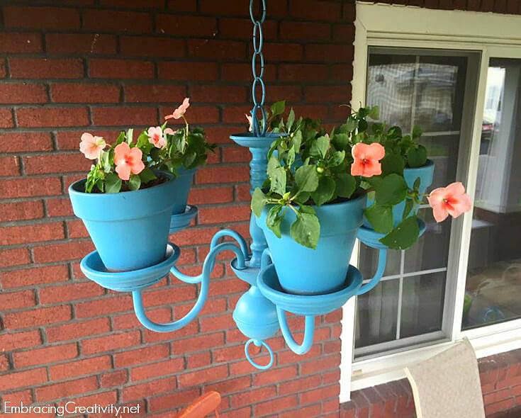 Upcycled Chandelier Flower Pot Decoration