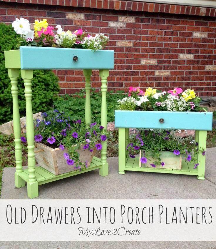 Springy DIY Upcycled Drawer Planters