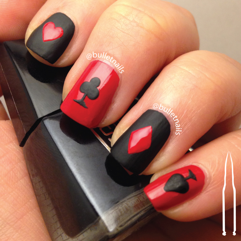 Red and Black Combination for Nail Art