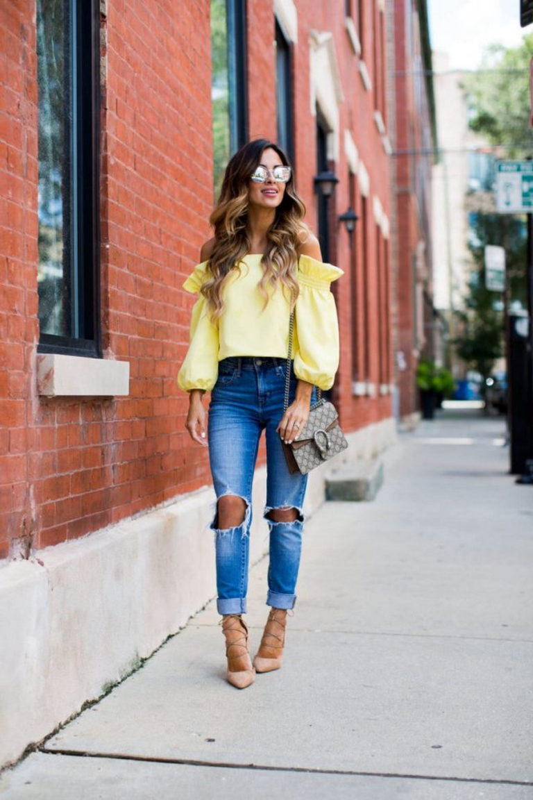 yellow shirt fall outfits