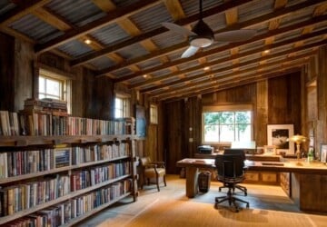 18 Great Cabin Home Office Design Ideas in Rustic Style - rustic home office, Rustic Design Ideas, Rustic Decor Ideas, rustic deck, Rustic Cabin Living Room, Home Office Design and Decor Ideas, Home Office Design, Cabins, cabin home office