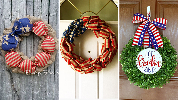 15 Patriotic Handmade Wreath Designs For 4th Of July 15 Patriotic Handmade Wreath Designs For 4th Of July - wreath, White, usa, red, july 4, independence day, ideas, holiday, hanging, handmade, grapevine, Front door, door, decorations, decorating, decor, crafts, crafting, burlap, blue, america, 4th of July
