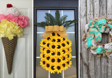 15 Refreshing Handmade Summer Wreath Designs For Your Front Door - wreath, summer, handmade, Front door, flowers, floral, felt, diy, decorations, decor, crafts, burlap