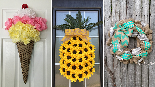 15 Refreshing Handmade Summer Wreath Designs For Your Front Door - wreath, summer, handmade, Front door, flowers, floral, felt, diy, decorations, decor, crafts, burlap