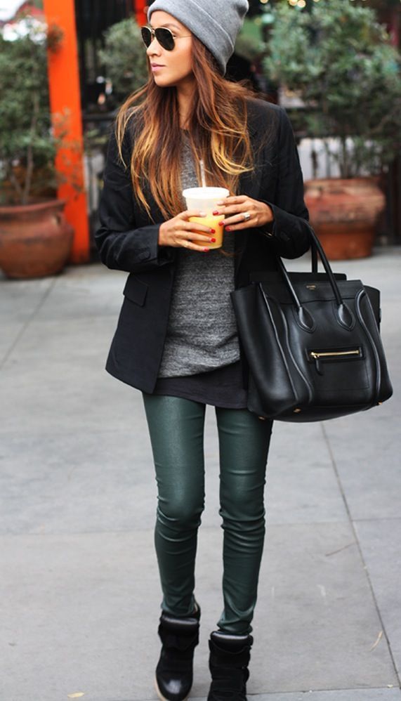 15 Chic Fashion Ideas To Rock Leather Pants - trendy, Tights, Stylish, pants, legwear, leggings, leather pants, leather, ideas, fashion, chic