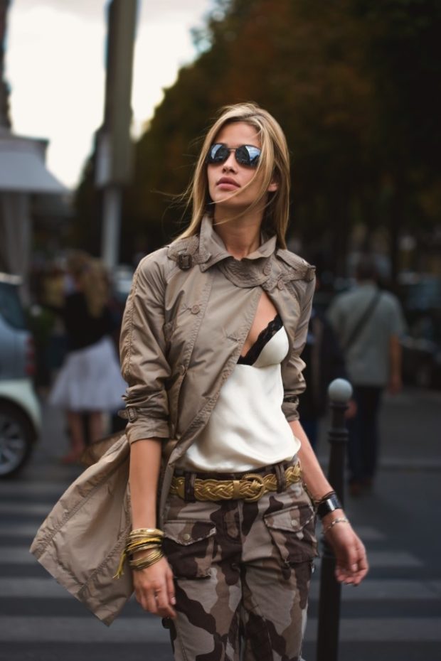 15 Amazing Military Outfits For A Powerful Look - woodland, women, woman, trendy, pattern, outfit, military, chic, camouflage, camo, army