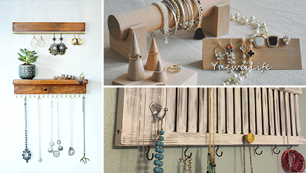 15 Creative Handmade Jewelry Organizer Designs You Need - Storage, ring, organizer, necklace, jewelry organizer, jewelry, handmade, earring, diy, display, crafts