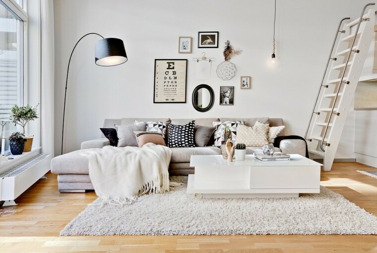 15 Splendid Scandinavian Living Room Designs That Will Give You Ideas - White, sitting, scandinavian, Scandi, modern, luxury, Living room, living, interior, family, contrast, Black, apartment