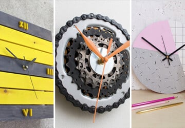 16 Chic Handmade Wall Clock Designs That Make Great DIY Projects - wood, wall decor, wall clock, wall, home decor, handmade, diy, crafts, crafting, concrete, clock