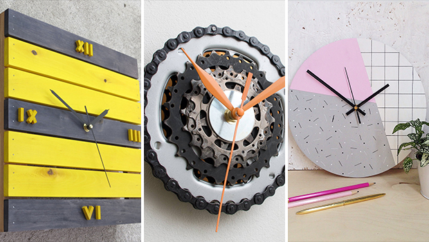 16 Chic Handmade Wall Clock Designs That Make Great DIY Projects - wood, wall decor, wall clock, wall, home decor, handmade, diy, crafts, crafting, concrete, clock