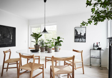 17 Stunning Scandinavian Dining Room Designs That Will Inspire You - White, table, simple, scandinavian, Scandi, room, nordic, modern, minimalist, interior, Dining Table, dining room, dining, decor, contemporary, chair